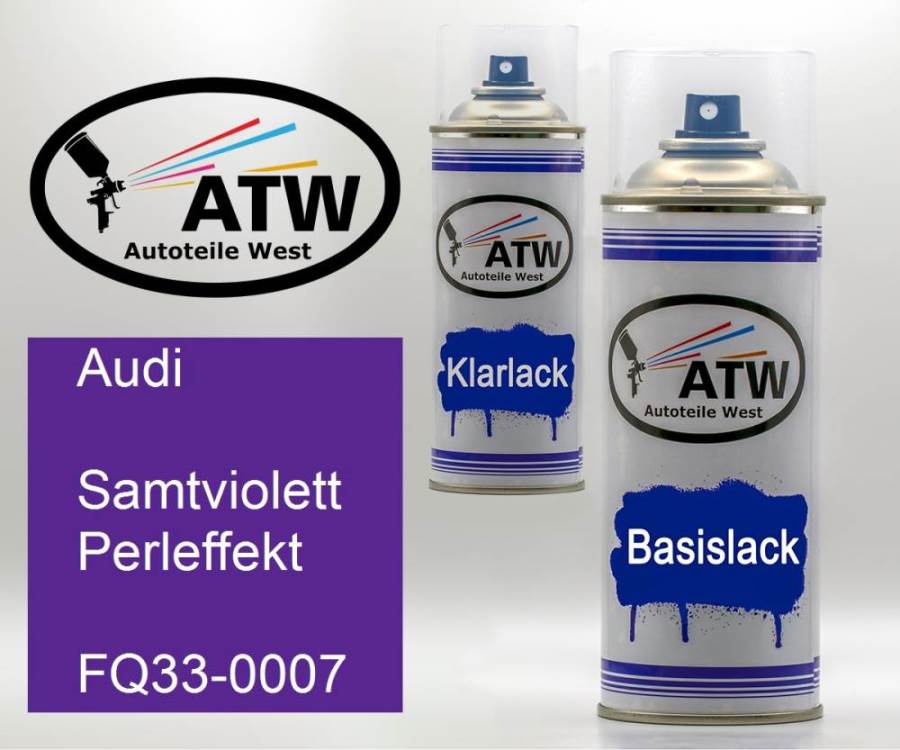 Audi, Samtviolett Perleffekt, FQ33-0007: 400ml Sprühdose + 400ml Klarlack - Set, von ATW Autoteile West.